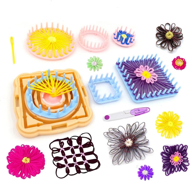 Ayasee Weaving Loom Kit, Flower Knitting Loom Kit, Frame Looms, Knitting Wool, Round/Square Knitting Looms Craft Kit Multi Color (Flower Maker) - Image 4